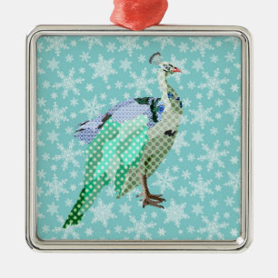 Peafowl Blue Christmas Ornament