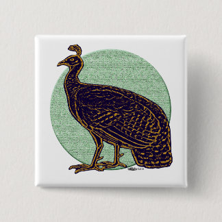 Peafowl: Impressionistic Congo Hen 15 Cm Square Badge