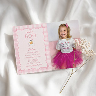 Peak A Boo Cute Ghost Birthday Invitation Photo