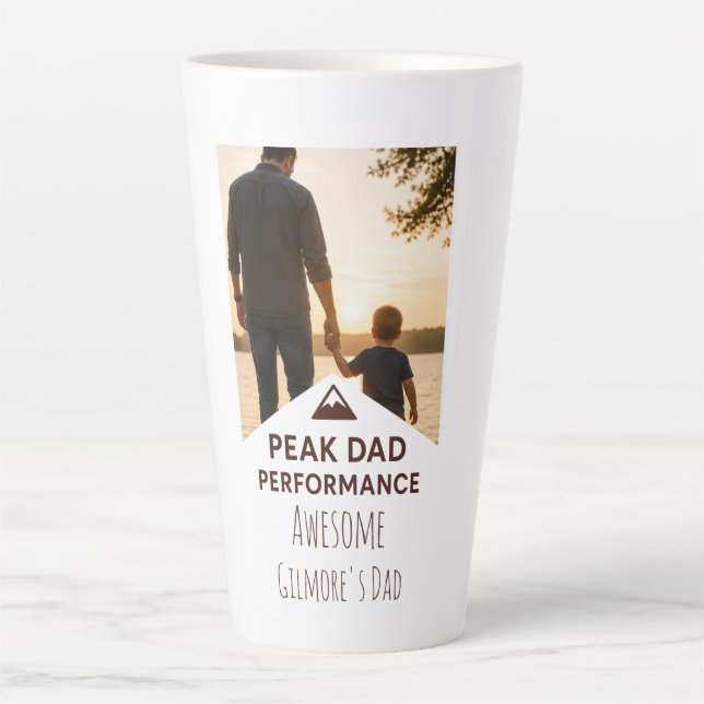 Peak Dad Performance Shirt Funny Father's Day Gift Latte Mug (Front)