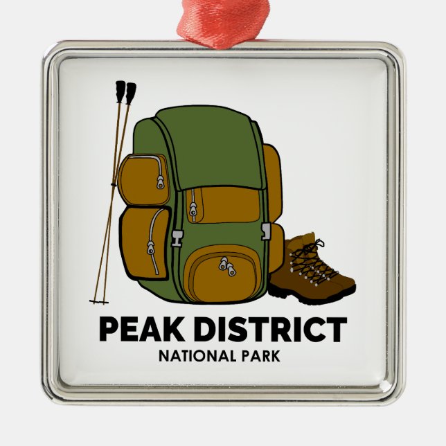 Peak District National Park Backpack Metal Tree Decoration (Front)