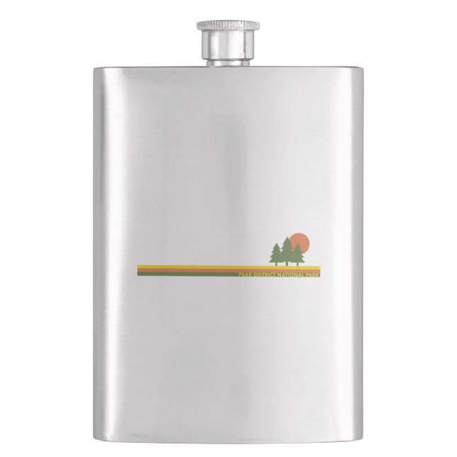 Peak District National Park Pine Trees Sun Hip Flask (Front)