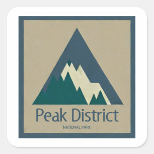 Peak District National Park Rustic Square Sticker