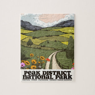 Peak District National Park vintage Travel Poster. Jigsaw Puzzle