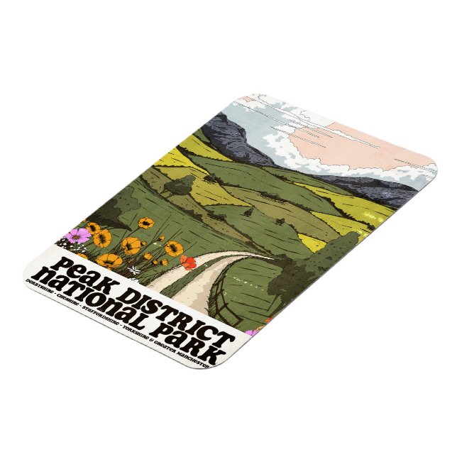 Peak District National Park vintage Travel Poster. Magnet (Left Side)