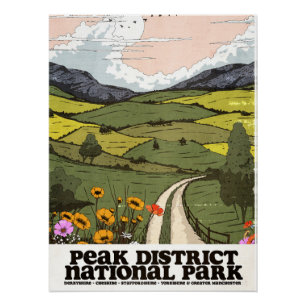 Peak District National Park vintage Travel Poster. Poster