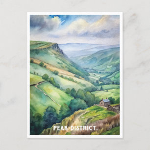 Peak District National Park Watercolor Painting Postcard
