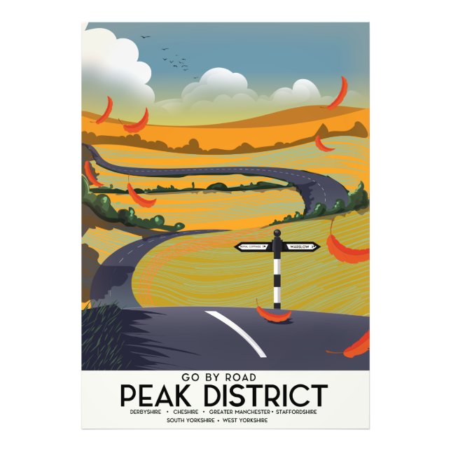 Peak District Road travel poster (Front)