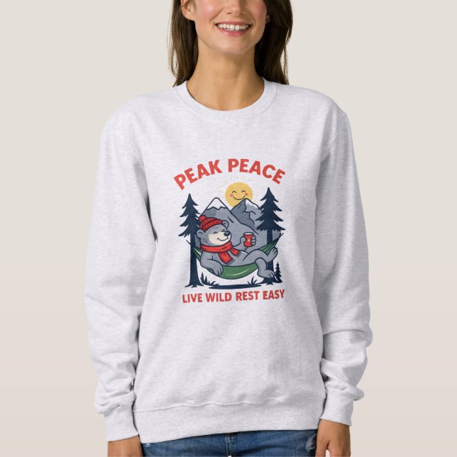 Peak Peace Bear in Hammock Camping  Sweatshirt (Front)