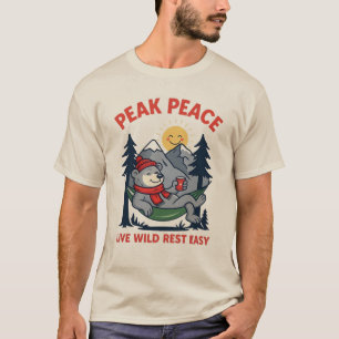 Peak Peace Bear in Hammock Camping  T-Shirt