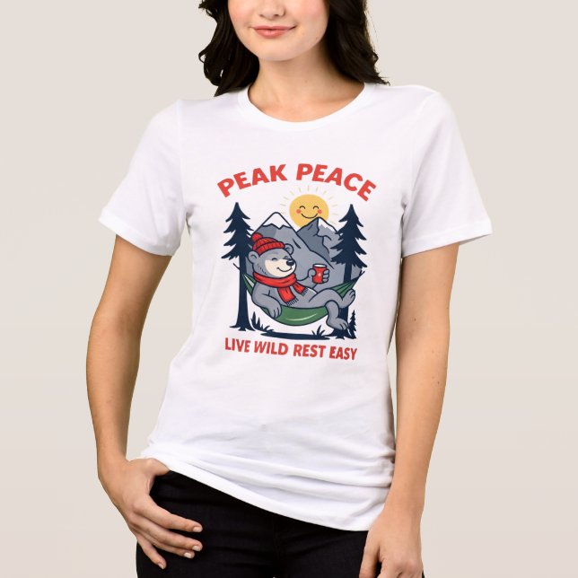 Peak Peace Bear in Hammock Camping  Tri-Blend Shirt (Front)