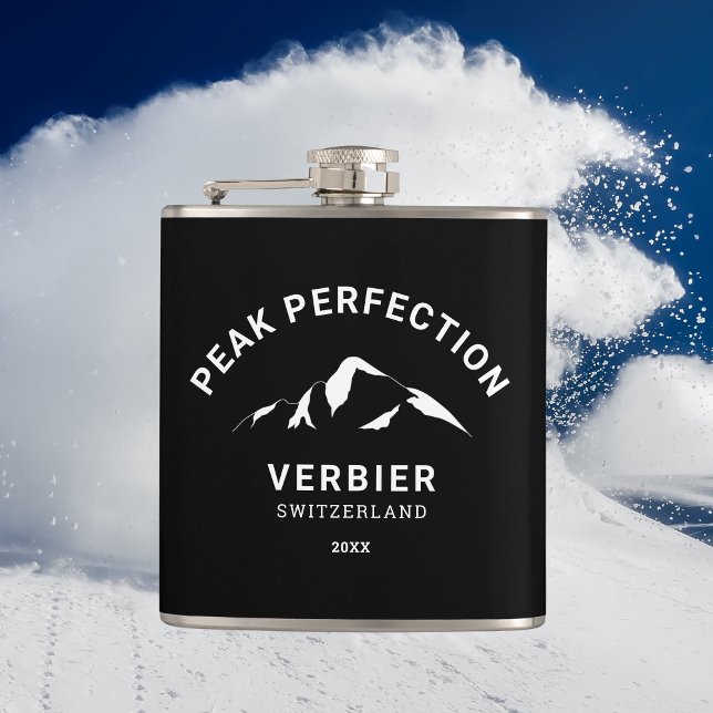 Peak Perfection Winter Ski Snowboard Resort Crest Hip Flask (Creator Uploaded)