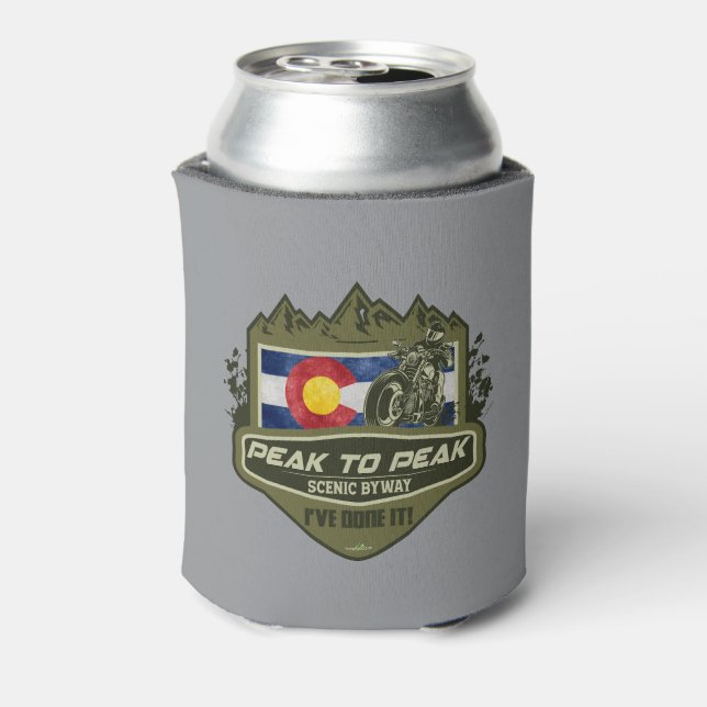 Peak to Peak Scenic Byway Motorcycle 01 Can Cooler (Can Back)