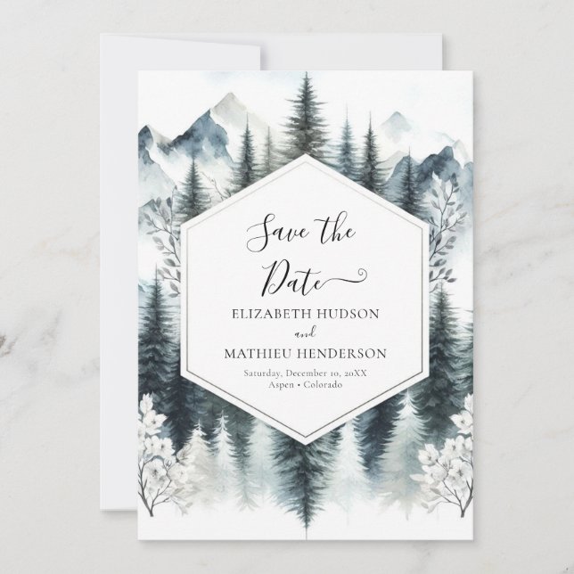 Peak Unique Mountain Wedding Save The Date (Front)