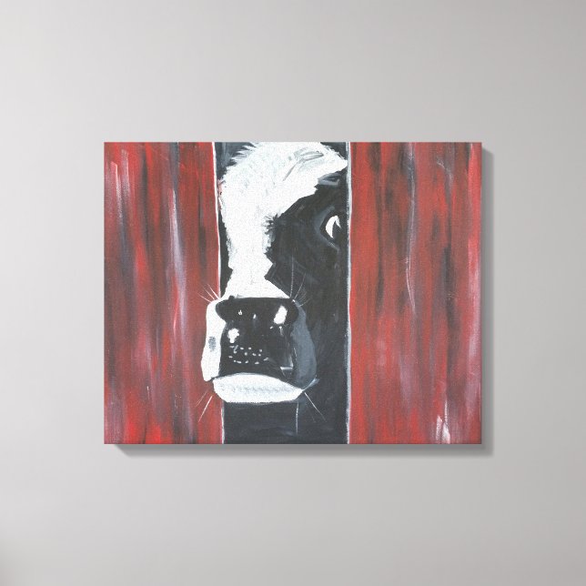 Peakaboo cow canvas print (Front)