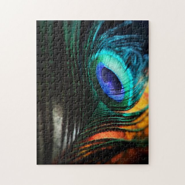 Peakcock Feather up close and Personal Jigsaw Puzzle (Vertical)