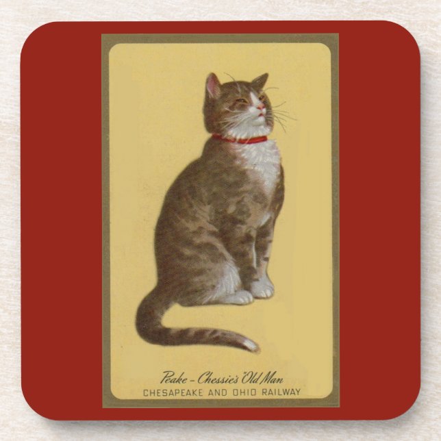 Peake, Chessie’s Old Man tomcat tabby cat Coaster (Front)