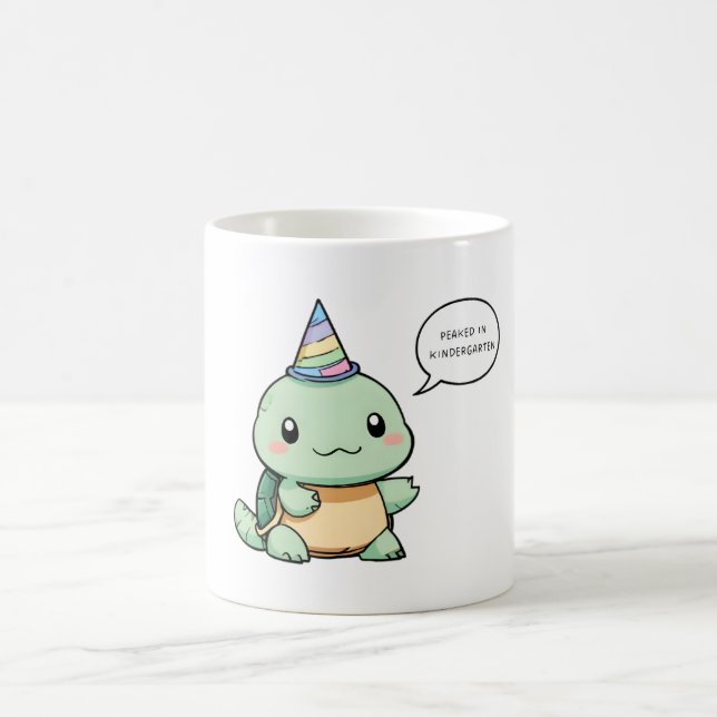"Peaked In Kindergarten" Funny Turtle Design Coffee Mug (Center)