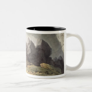 Peaks Hole, Derbyshire (colour engraving) Two-Tone Coffee Mug