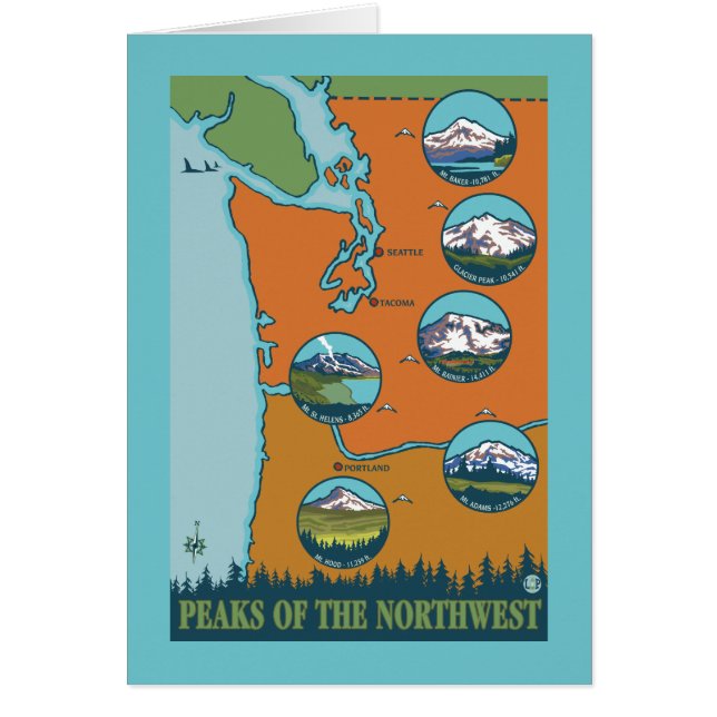 Peaks of the Northwest - 5 Different Mountains (Front)