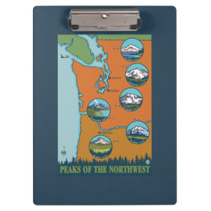 Peaks of the Northwest - 5 Different Mountains Clipboard