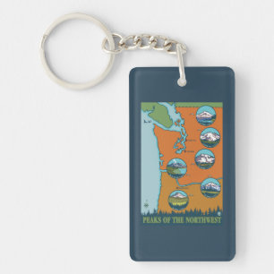 Peaks of the Northwest - 5 Different Mountains Key Ring