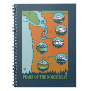 Peaks of the Northwest - 5 Different Mountains Spiral Notebook