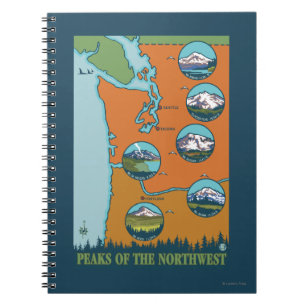 Peaks of the Northwest - 5 Different Mountains Spiral Notebook