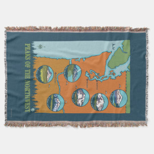 Peaks of the Northwest - 5 Different Mountains Throw Blanket