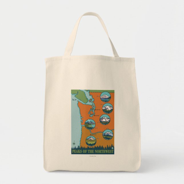 Peaks of the Northwest - 5 Different Mountains Tote Bag (Front)