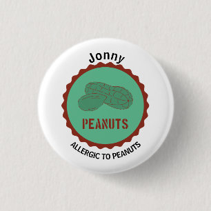 Peanut Allergy Alert Editable Name 3 Cm Round Badge