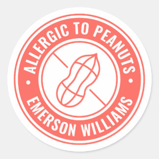 Peanut Allergy Alert Red Classic Round Sticker
