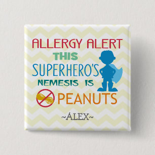 Peanut Allergy Alert Superhero Boy Button