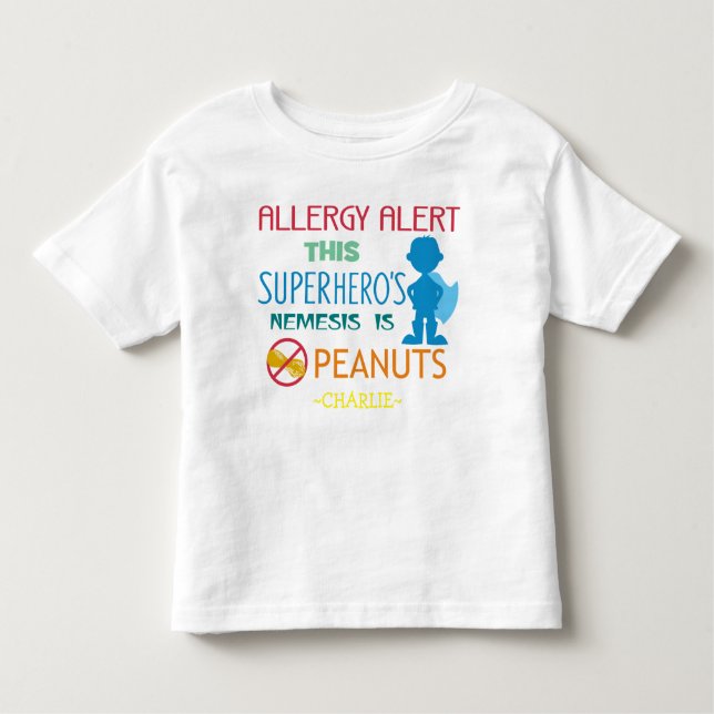 Peanut Allergy Alert Superhero Boys Shirt (Front)