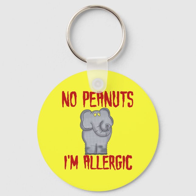 Peanut Allergy Elephant Key Ring (Front)