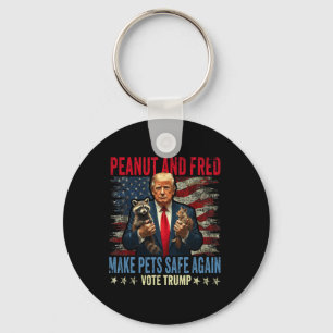 Peanut And Fred Make Pets Safe Again Trump 2024  Key Ring