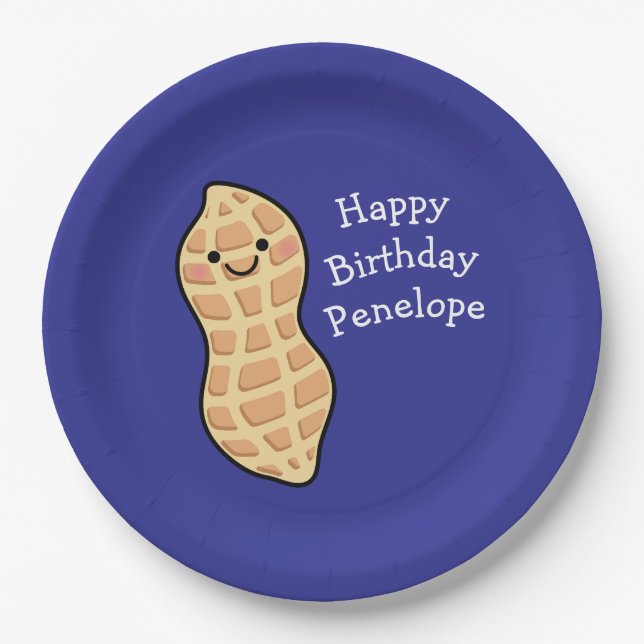 Peanut Birthday Party Kids Cute Nut Cartoon Paper Plate (Front)