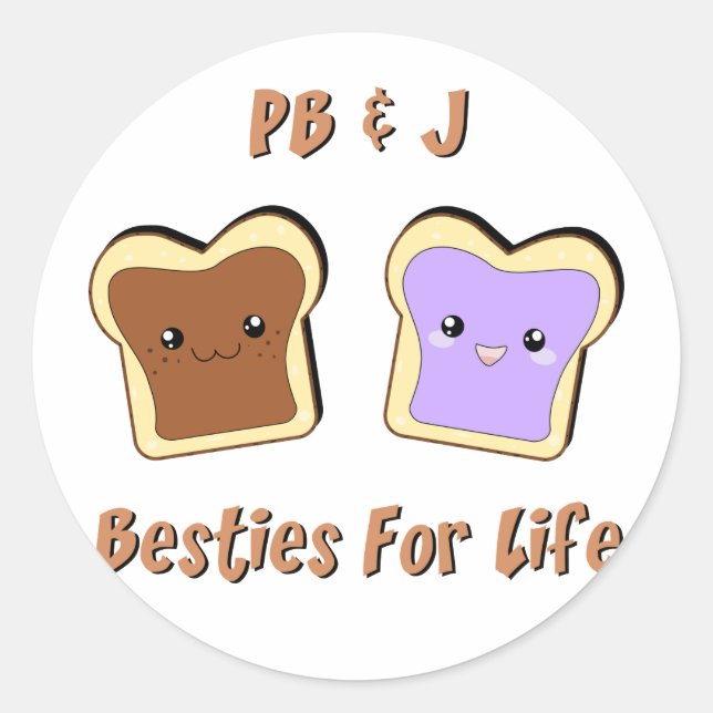Peanut Butter and Jelly Classic Round Sticker (Front)