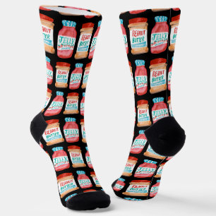 Peanut Butter and Jelly Jars Watercolor Pattern  Socks