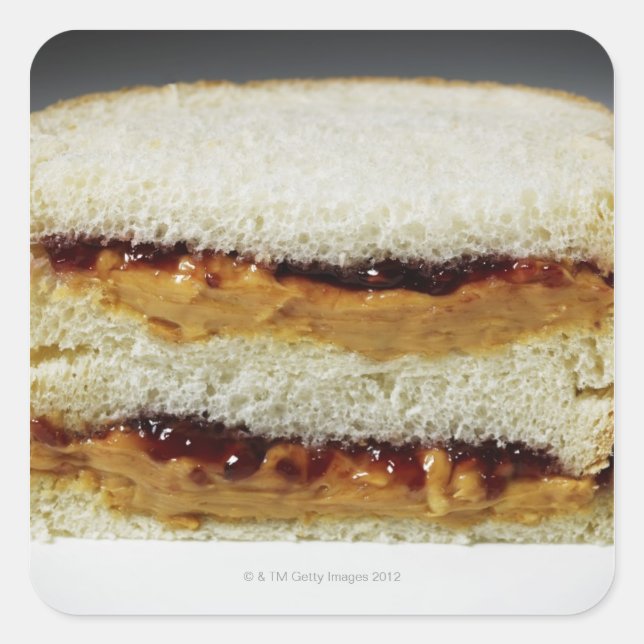 Peanut butter and jelly sandwich. square sticker (Front)