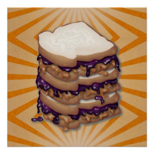 Peanut Butter and Jelly Sandwiches Glossy Poster