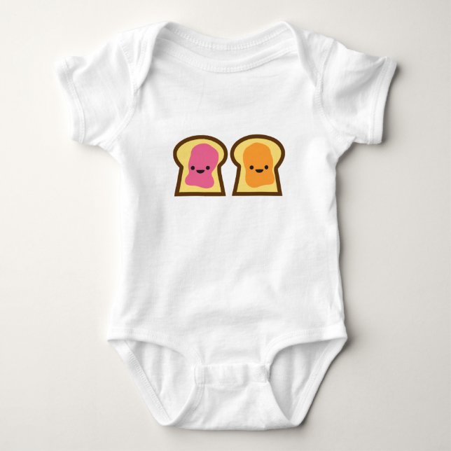 Peanut Butter and Jelly Toast Baby Bodysuit (Front)