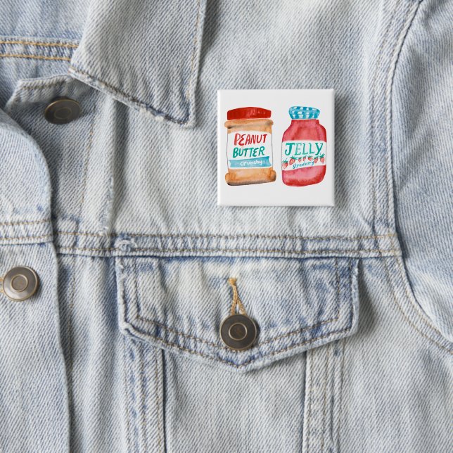 Peanut Butter and Jelly Watercolor 15 Cm Square Badge (In Situ)