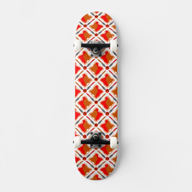 Peanut Butter and Strawberry Jam Seamless Patter Skateboard (Front)