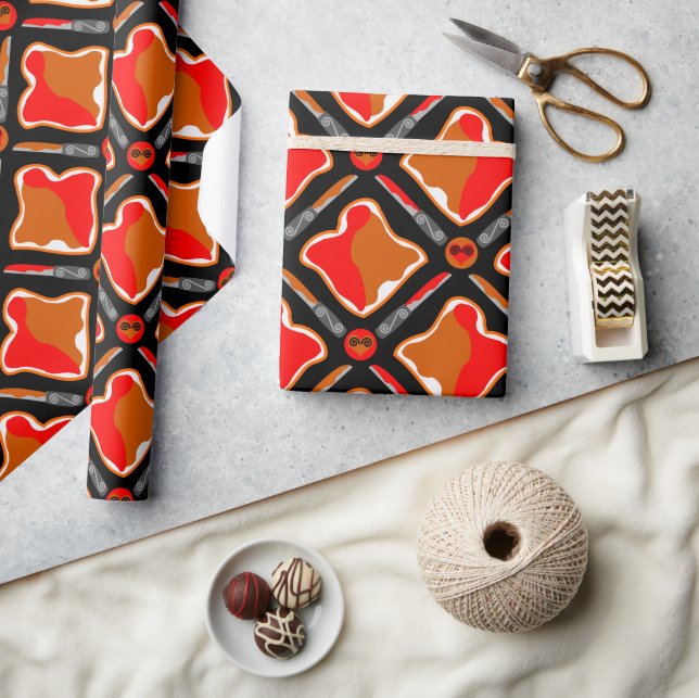 Peanut Butter and Strawberry Jam Seamless Patter Wrapping Paper (Crafts)
