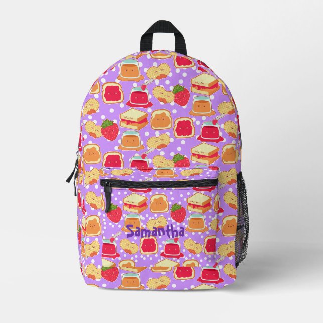Peanut Butter And Strawberry Jelly Printed Backpack (Front)