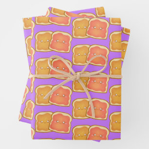 Peanut Butter And Strawberry Jelly Toast Wrapping Paper Sheet