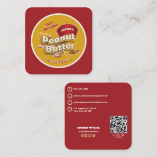 Peanut Butter Brand Logo and QR Code Professional Square Business Card