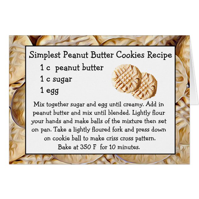 Peanut Butter Cookie Recipe Card (Front Horizontal)