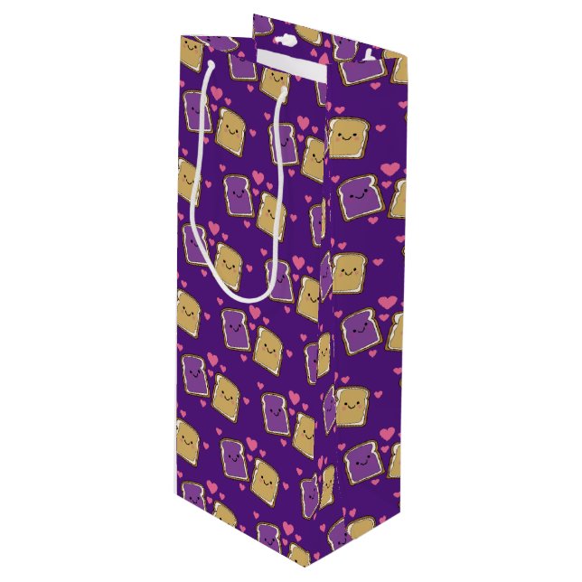 Peanut Butter Jelly Birthday Party PBJ Wine Gift Bag (Front Angled)